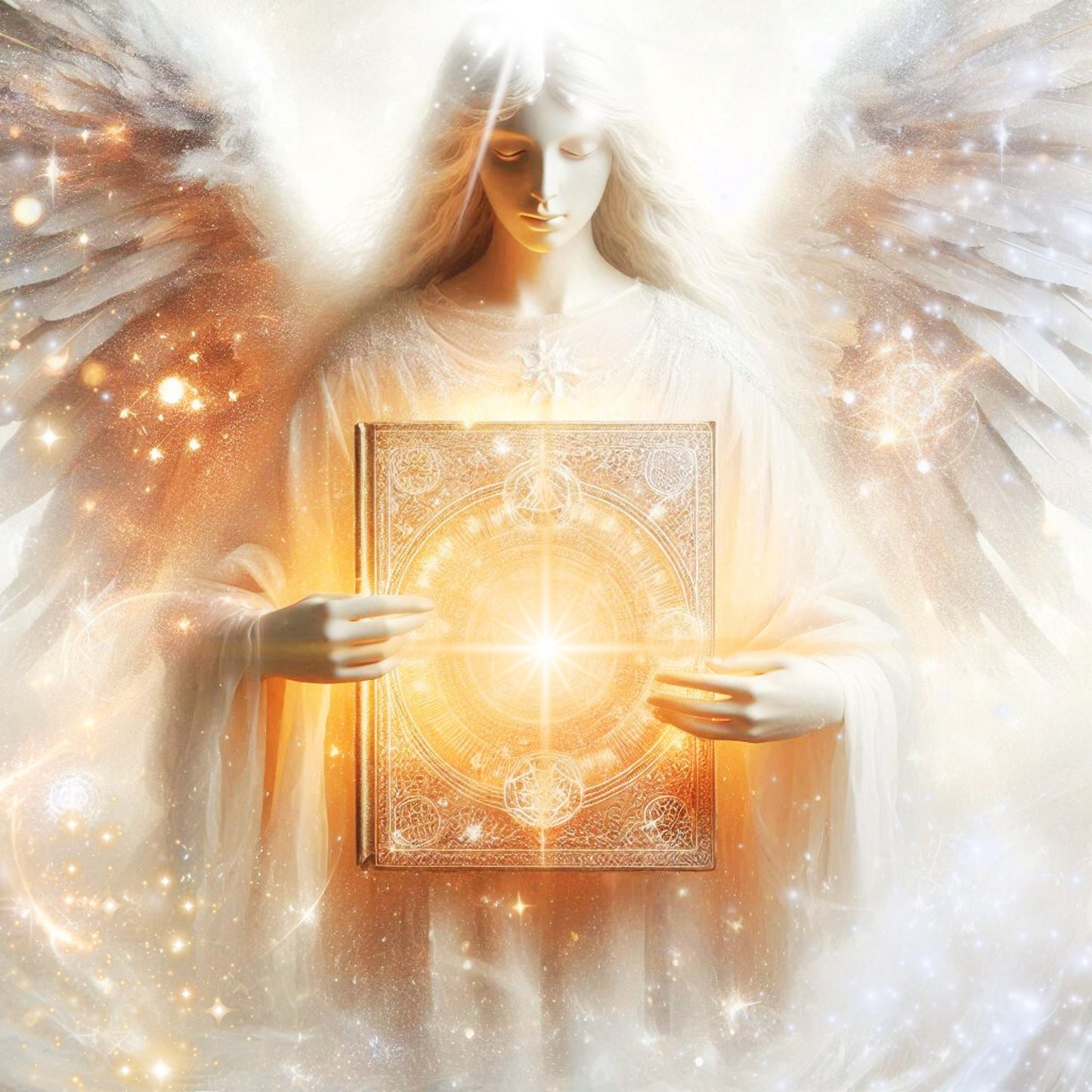 Lichtsprache engel mit goldenem buch