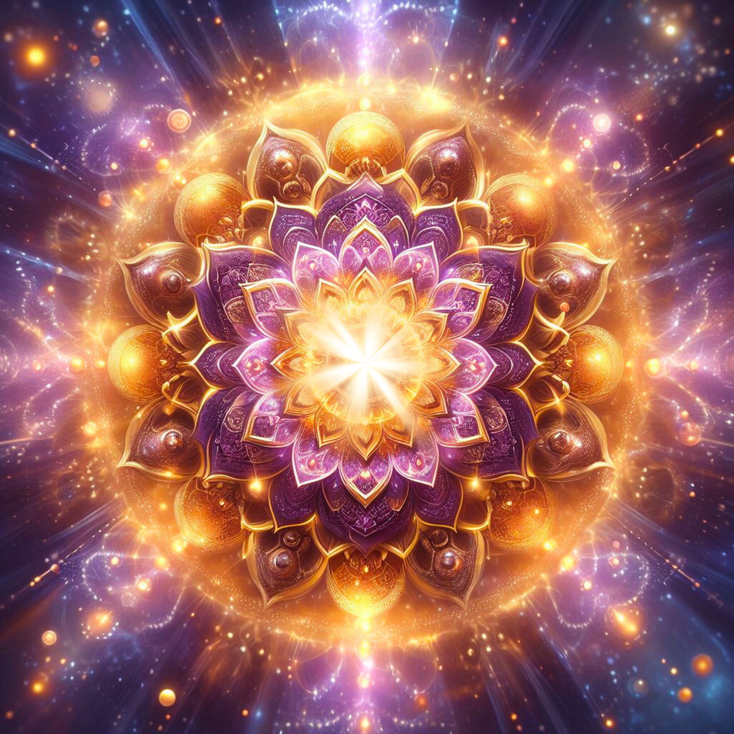 Lila Goldenes Mandala für Kronenchakra