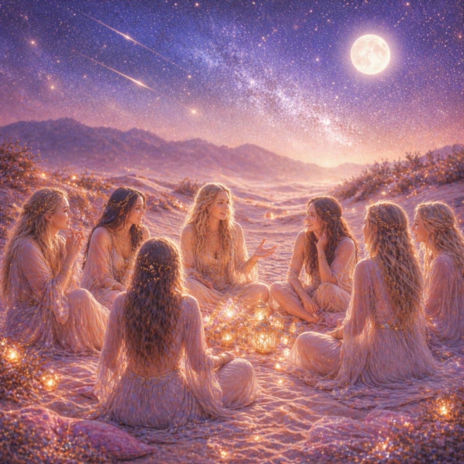 Ein Lichtmandala in einer Regenbogenwolke die glitzert