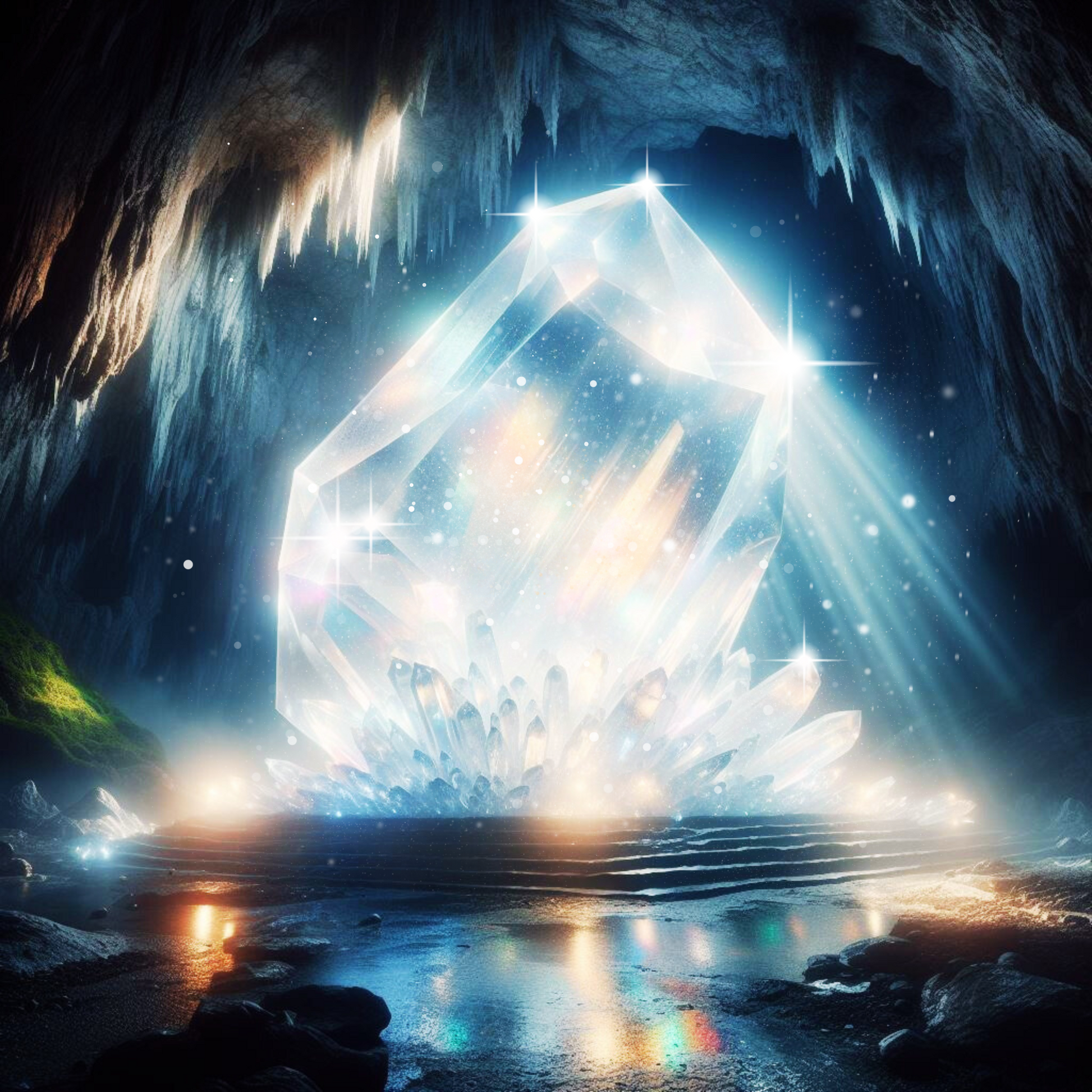 Bergkristall in einer tiefen Höhle.